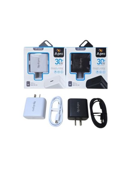 CARGADOR 220V A USB TIPO C + CABLE TIPO C 30W AP+CAR12 APRO