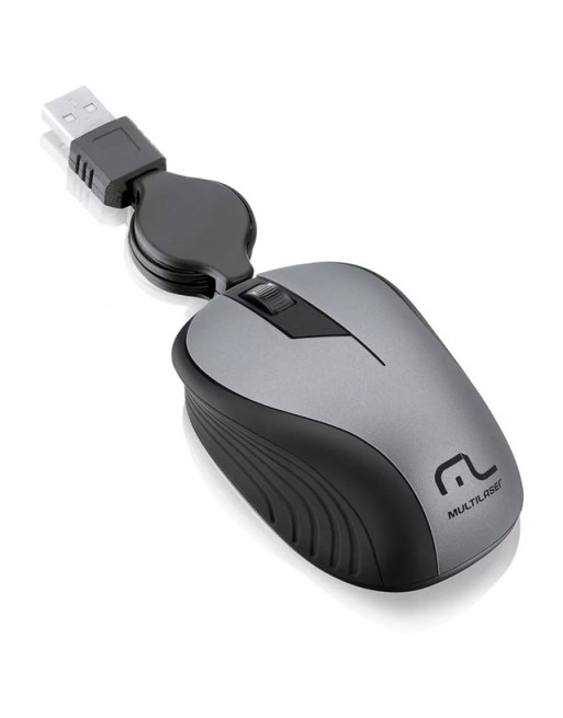 MOUSE C/RETRACTIL NEGRO C/GRIZ M0232 MULTILASER