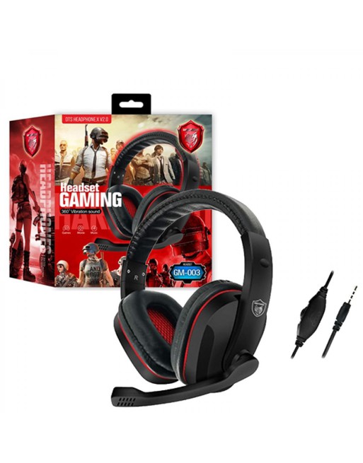 AURICULAR GAMER NEGRO CON ROJO GM-003 360 VIBRATION SOUND ONLY