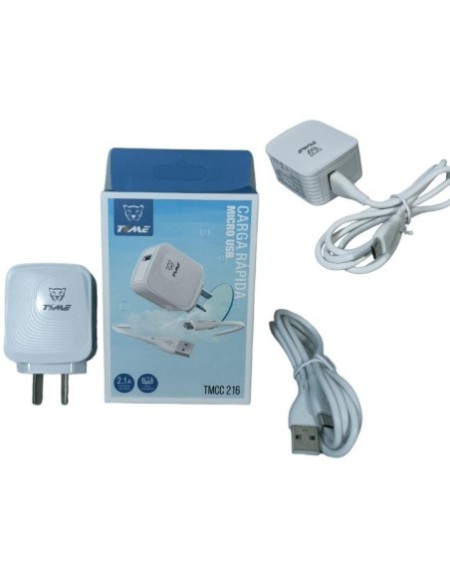 CARGADOR 220V A USB X 2 + CABLE TIPO C TMCC 328 TIME