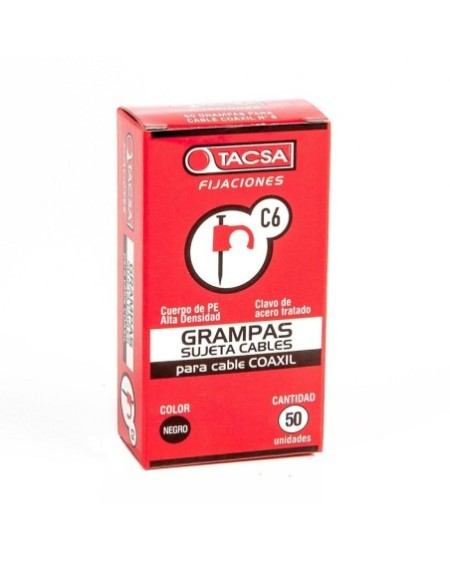GRAMPAS SUJETA CABLE C6 PARA CABLE COAXIL NEGRO TACSA