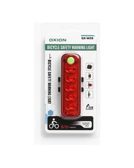 LUZ P/BICI TRASERA ROJA RECARGABLE 5LED QX-W05 OIXUB