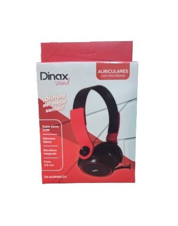 AURICULAR VINCHA M/L NEGRO CON ROJO DX-AURIMIC23 DINAX