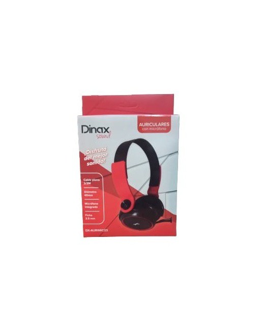 AURICULAR VINCHA M/L NEGRO CON ROJO DX-AURIMIC23 DINAX
