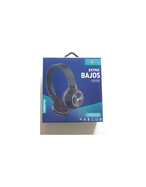 AURICULAR BLUETOOTH VINCHA EXTRA BAJOS NEGRO AUR-039 INOVA