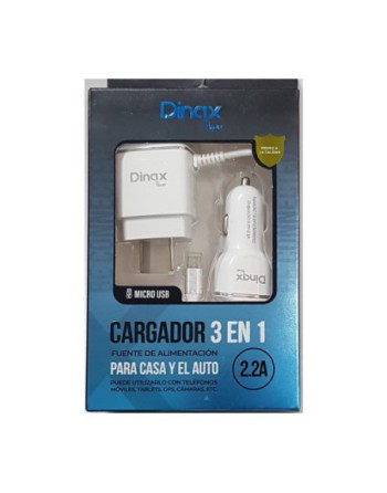 CARGADOR 220V A USB 3 EN 1 2.2A DINAX