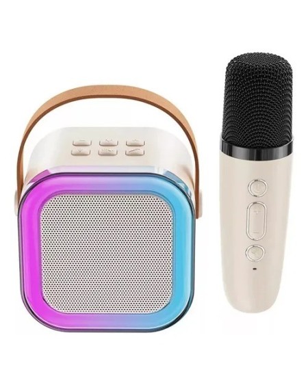 PARLANTE BLUETOOTH C/MIC BEIGE MINI C/LUZ K12