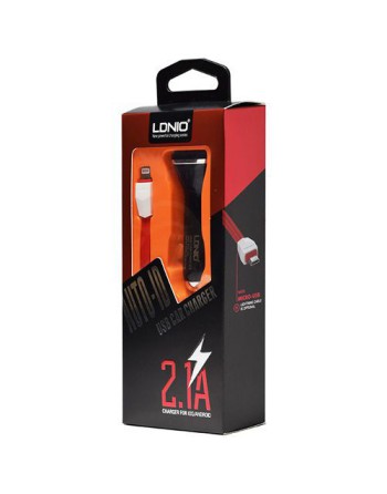 CARGADOR 12V A USB X 2 + CABLE IPHONE 2.1A DL-219 LDNIO