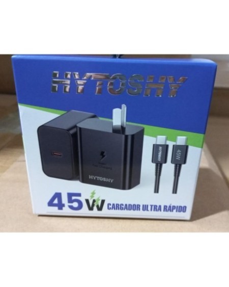 CARGADOR 220V A USB TIPO C + CABLE TIPO C 45W SUPER CHARGER HYTOSHY