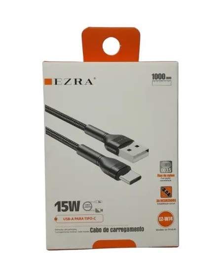 CABLE USB TIPO C 1MTS 15W NEGRO EZ-W74 EZRA