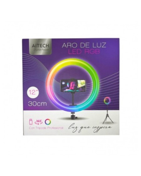 ARO DE LUZ RGB 12" REGULABLE S/TRIPODE LED-83054