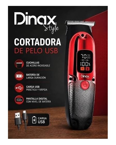 CORTA PELO RECARGABLE C/PANTALLA CBR-5WA02 DINAX