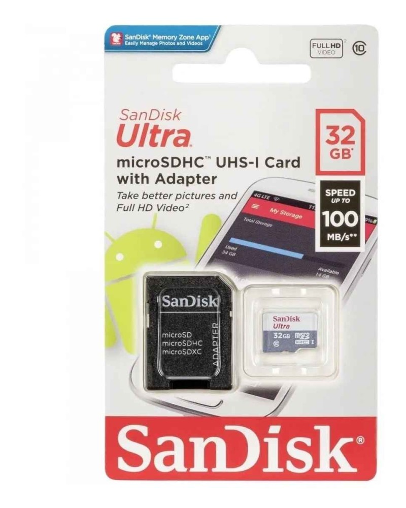 MEMORIA MICRO SD 32GB CLASE 10 100MBPS SANDISK