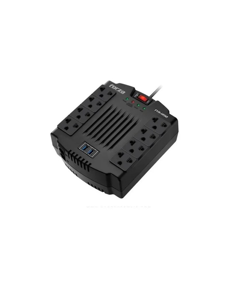 ESTABILIZADOR 6 TOMAS + 2 USB 1200VA FVR-1202USB-A FORZA FORZA