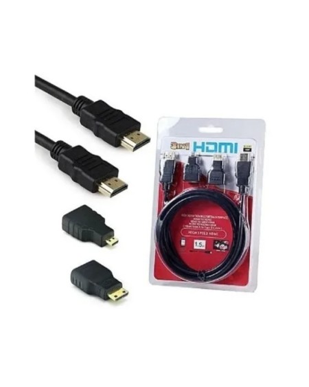 CABLE HDMI CON ADAPTADORES 3 EN 1 1.5MTS TMCB 6556