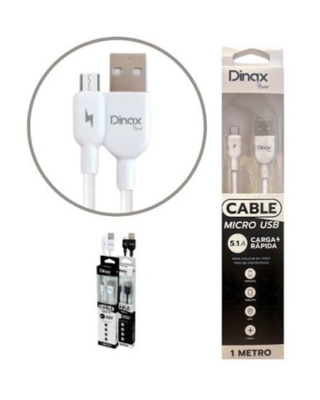 CABLE USB MICRO USB 5.1AMP BLANCO DX-61MCABV8 DINAX
