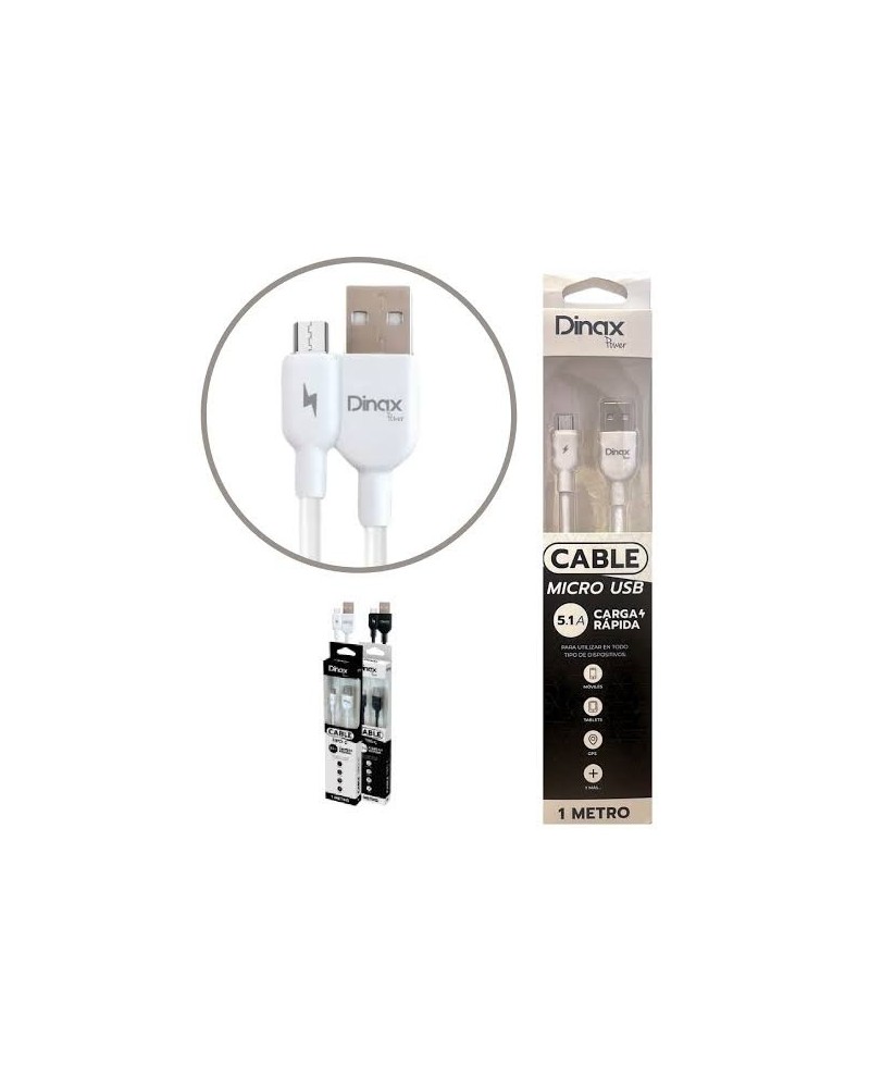 CABLE USB MICRO USB 5.1AMP BLANCO DX-61MCABV8 DINAX