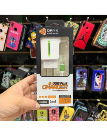 CARGADOR 220V MICRO USB 3.1AMP X 2 USB H5403W ORYX