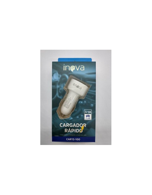 CARGADOR 12V A USB CABEZAL 3.1AMP X 3 USB CARGA RAPIDA CAR12-100 INOVA