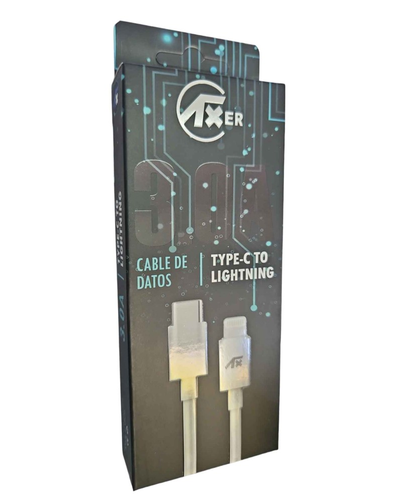 CABLE USB TIPO C A IPHONE LIGHTNIG 3.0AMP BLANCO AX10262 AXER
