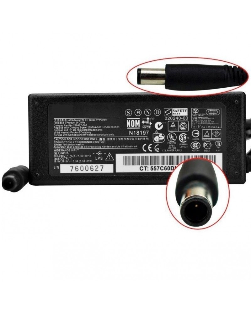 CARGADOR P/NOTEBOOK  HP 65W 7.4X5.0MM HP