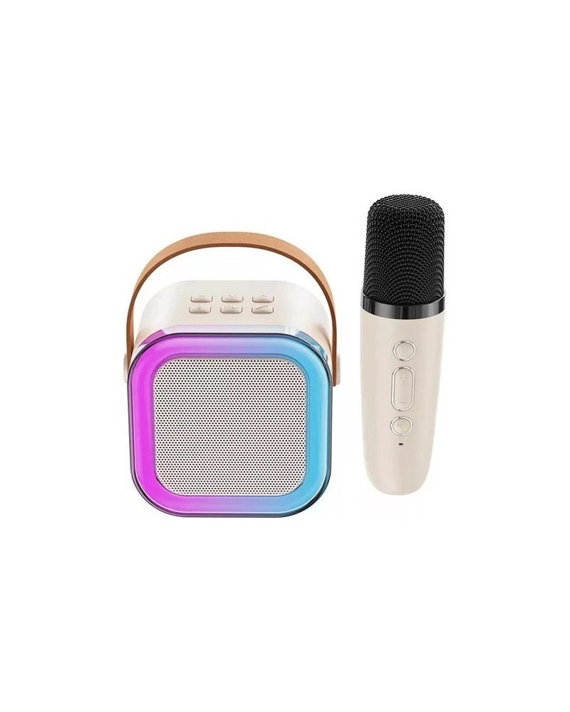 PARLANTE BLUETOOTH C/MIC BEIGE MINI C/LUZ K12