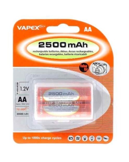 PILAS RECARGABLES AA X 2 2500MAH 1.2V VAPEX