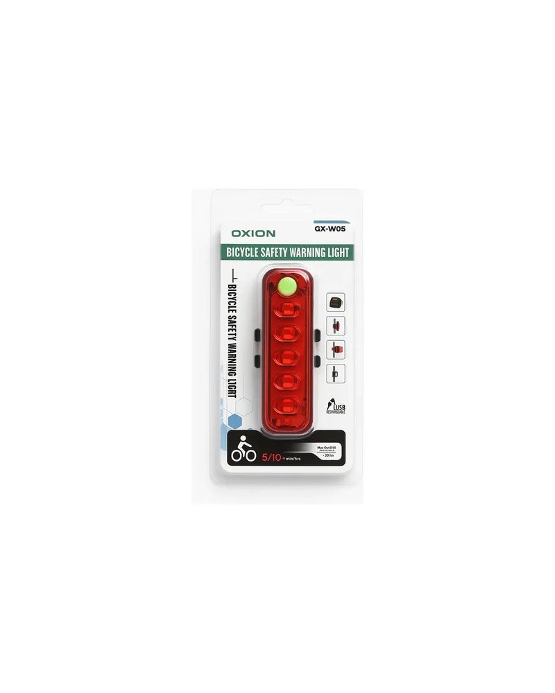 LUZ P/BICI TRASERA ROJA RECARGABLE 5LED QX-W05 OIXUB