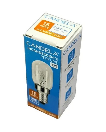 FOCO INCANDESCENTE 220V E14 15W T22 LUZ AMBAR 2200K PERFUME CANDELA