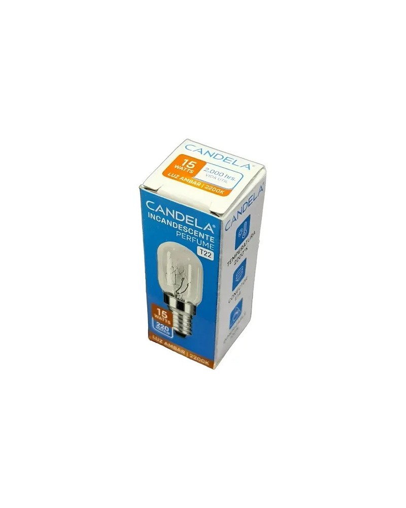 FOCO INCANDESCENTE 220V E14 15W T22 LUZ AMBAR 2200K PERFUME CANDELA