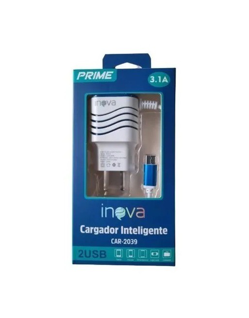 CARGADOR 220V TIPO C + 2 USB 3.1AMP CAR-2039 INOVA