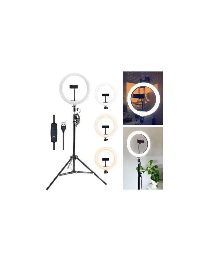 ARO DE LUZ BLANCO 36CM 14" CON TRIPODE QX-360KA
