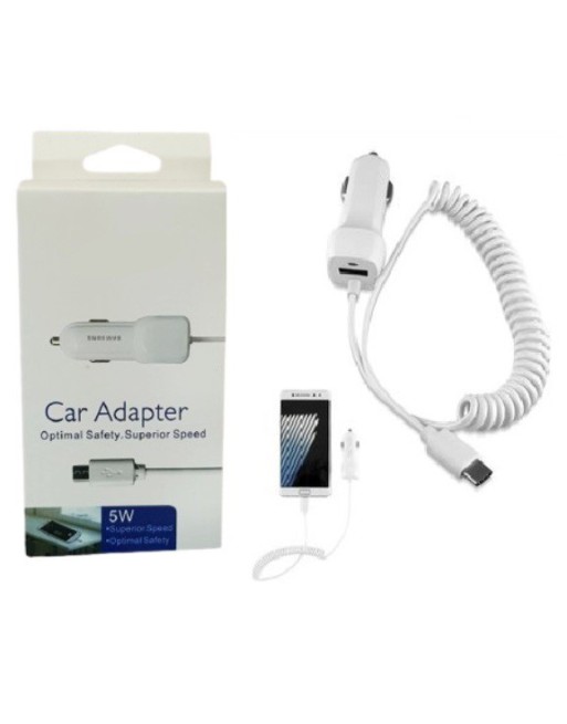 CARGADOR 12V A USB C/CABLE 5W BLANCO CAR ADAPTER