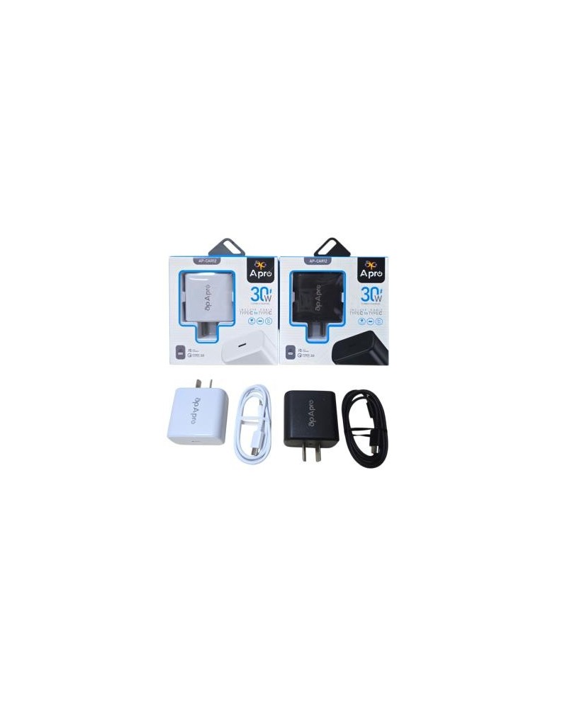 CARGADOR 220V A USB TIPO C + CABLE TIPO C 30W AP+CAR12 APRO
