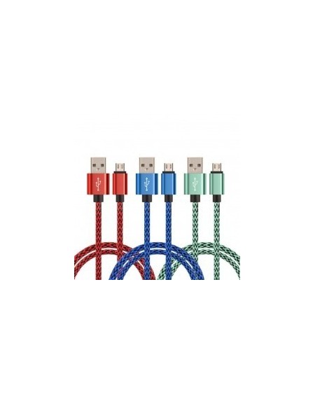 CABLE USB MICRO USB 2MTS MALLADO COLORES