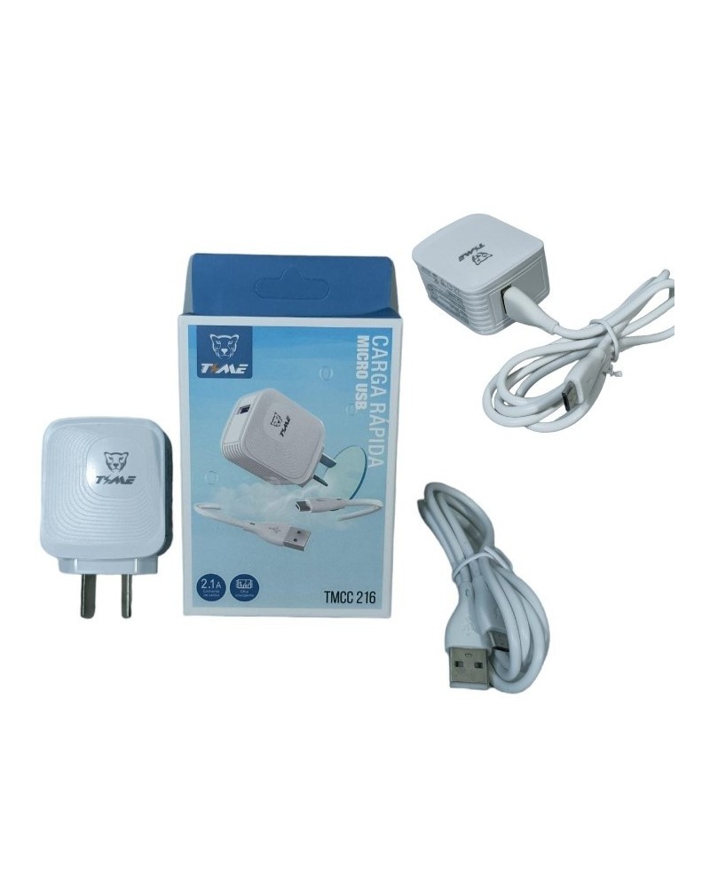 CARGADOR 220V A USB X 2 + CABLE TIPO C TMCC 328 TIME