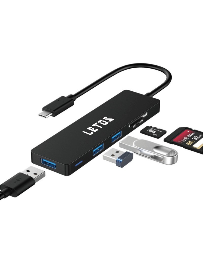 HUB USB TIPO C 5 PUERTOS LE-HBA05 LETOS