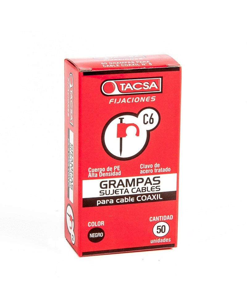 GRAMPAS SUJETA CABLE C6 PARA CABLE COAXIL NEGRO TACSA