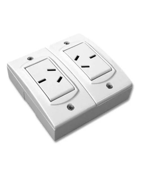 TOMA CORRIENTE 220V DOBLE PARA PARED BLANCO JELUX
