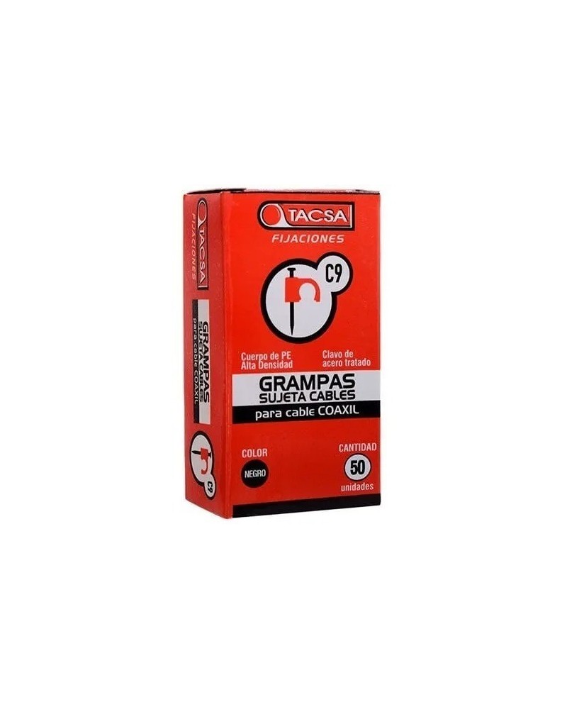 GRAMPAS SUJETA CABLE C9 PARA CABLE COAXIL NEGRO TACSA