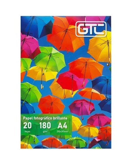PAPEL FOTOGRAFICO BRILLANTE 180GM A4 20 HOJAS GTC