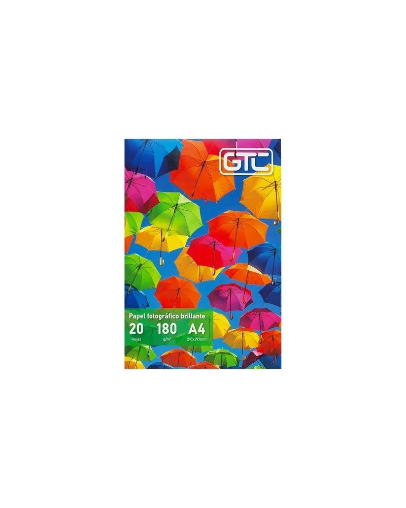 PAPEL FOTOGRAFICO BRILLANTE 180GM A4 20 HOJAS GTC