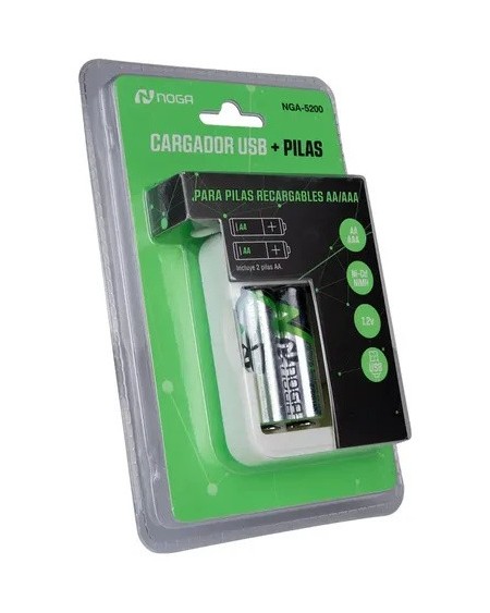 CARGADOR DE PILAS X 4 + 2 PILAS AA RECARGABLES NGA-5200 NOGA