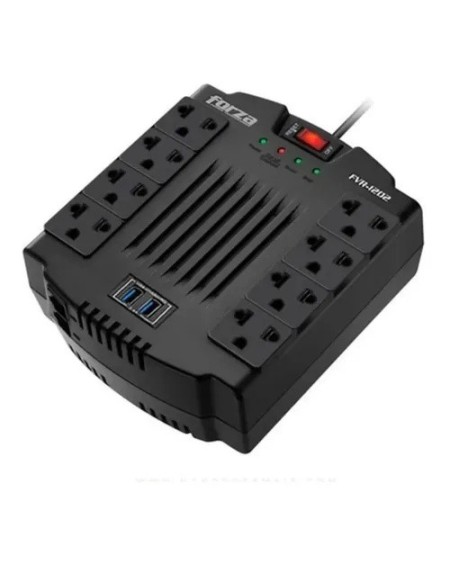 ESTABILIZADOR 6 TOMAS + 2 USB 1200VA FVR-1202USB-A FORZA FORZA