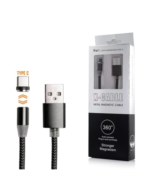 CABLE USB TIPO C MAGNETICO 360 C/LUZ METAL AV-1936-3 SEIS