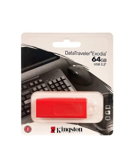 PEN DRIVE 64GB DTEXODIA M USB 3.2 NEON ROJO KINGSTON