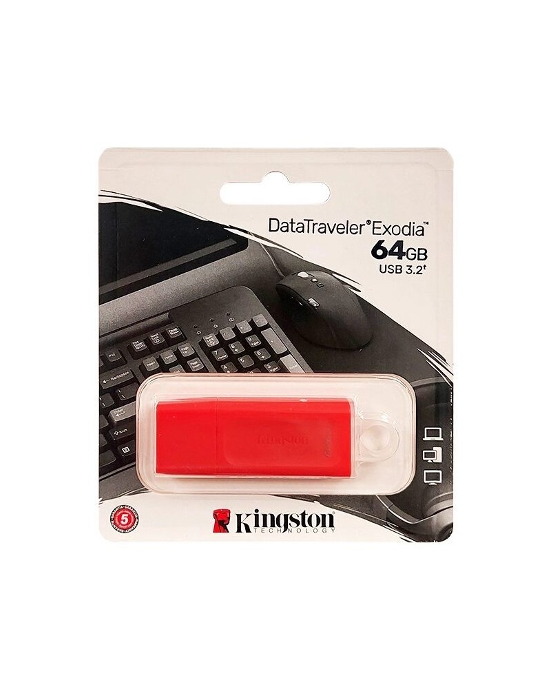PEN DRIVE 64GB DTEXODIA M USB 3.2 NEON ROJO KINGSTON