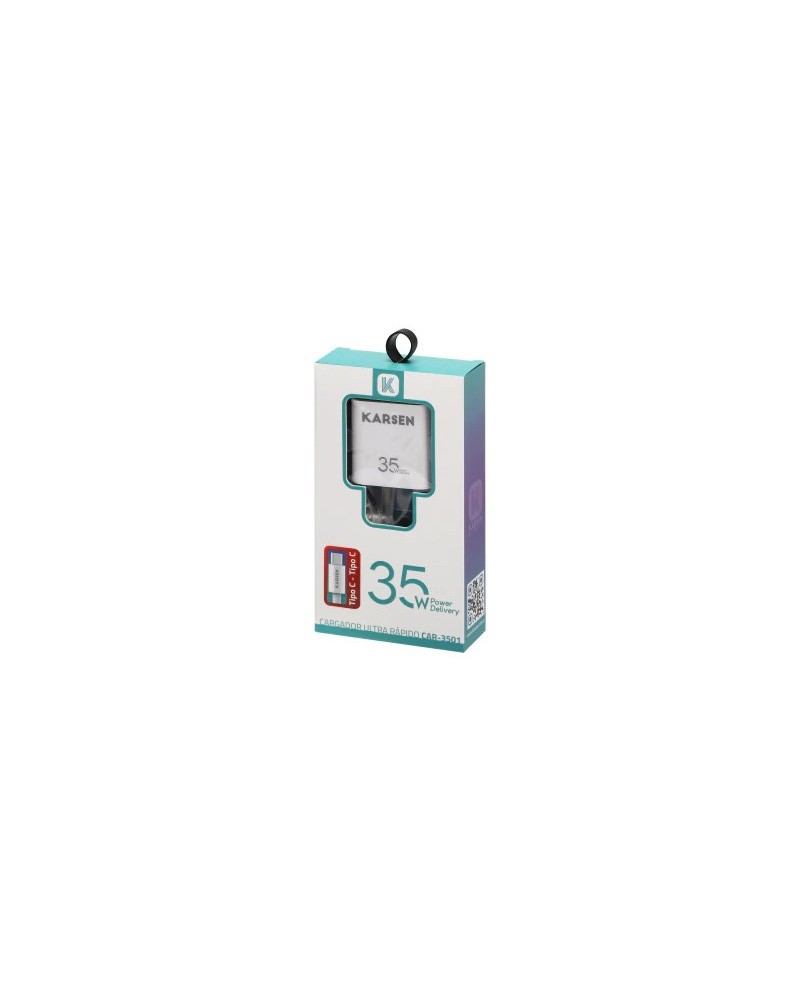 CARGADOR 220V A USB TIPO C + CALBE TIPO C 35W CAR-3501 KARSEN