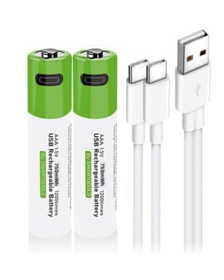 PILAS RECARGABLES AAA X 2 1.5V C/CABLE 818 SMARTOOLS