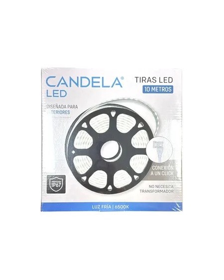 TIRA DE LED 220V 10MTS INTERIOR LUZ FRIA FACIL CONECXION CANDELA